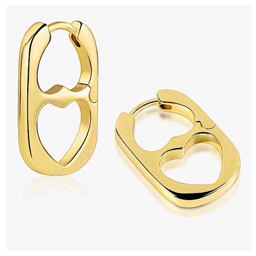 Gold Heart Cutout Huggie Hoop Earrings